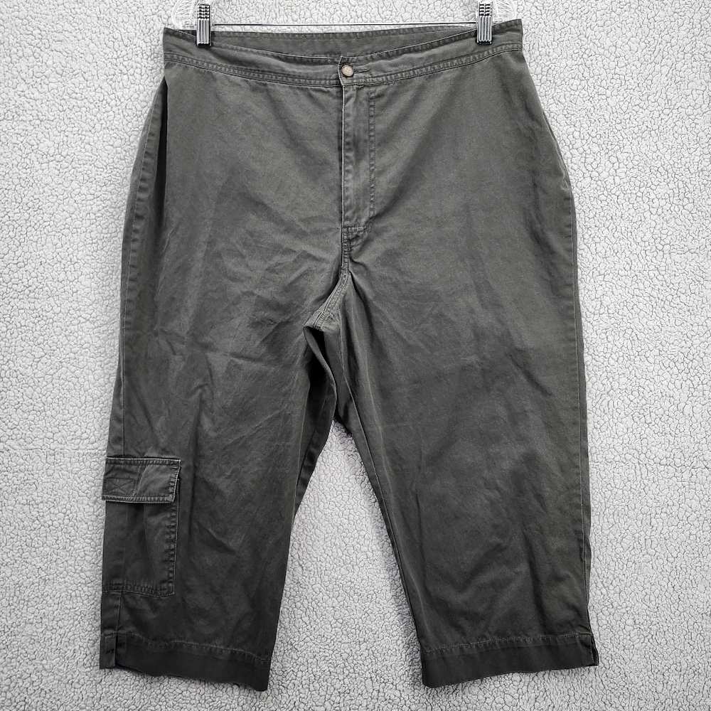 Encore Shorts Womens 14 Cargo Dark Gray Distressed Button Zip Closure High Rise